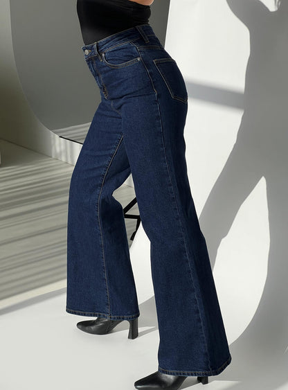 Thearlie High Rise Flared Jeans Dark Wash