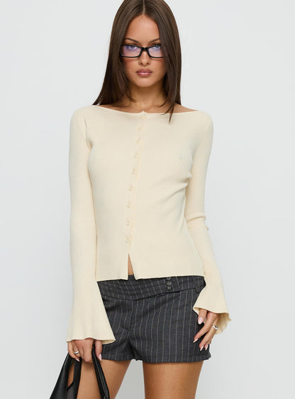 Tahnia Off Shoulder Button Up Top Butter