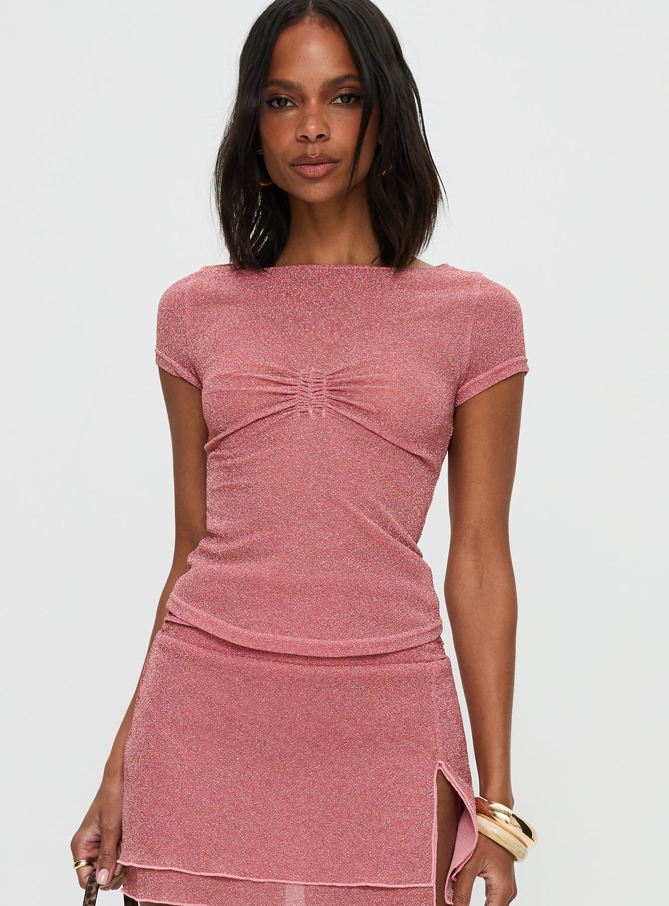 Crystal Clear Mesh Top Pink