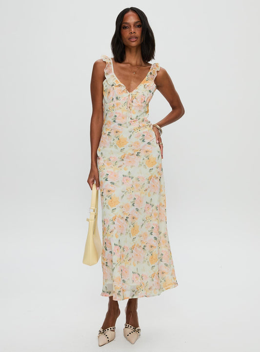 On A Wave Frill Detail Maxi Dress Multi