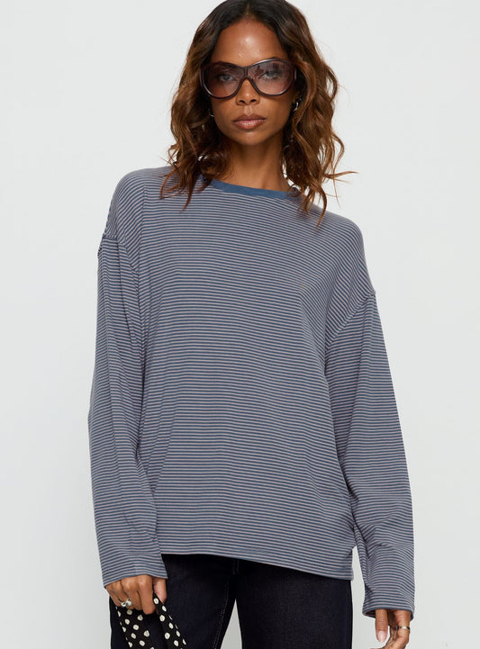 Marlah Long Sleeve Top Blue Stripe