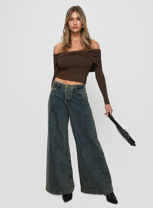 Ziggie Low Rise Baggy Jeans Antique Wash