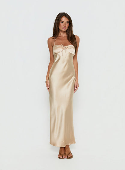 Fireproof Halter Maxi Dress Champagne