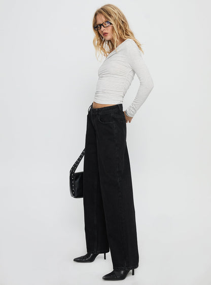 Ellanor Low Rise Straight Leg Jean Washed Black