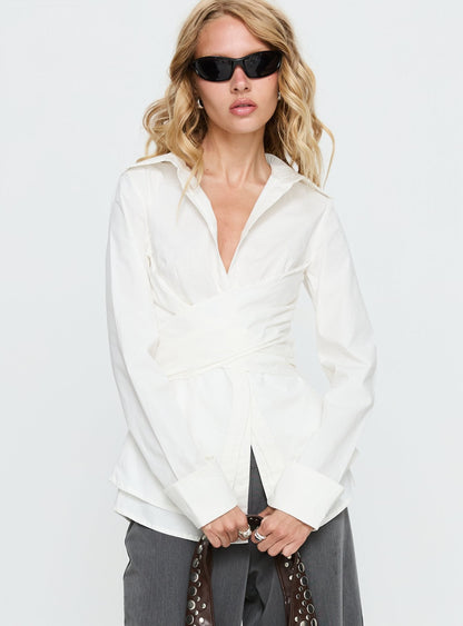 Shapeshifter Twist Long Sleeve Shirt White
