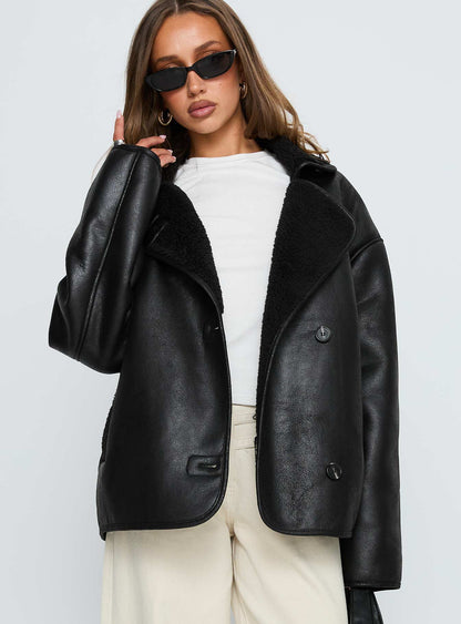 Nunez Faux Leather Jacket Black