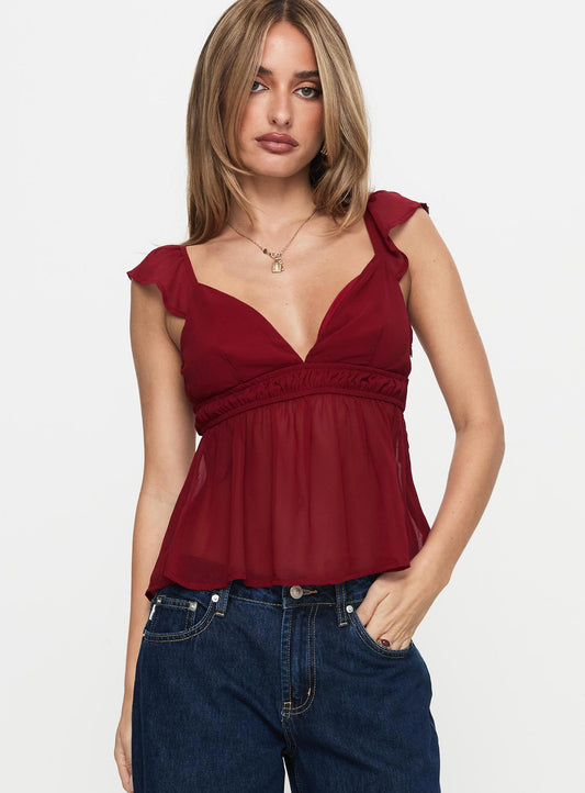 Elysea Top Burgundy
