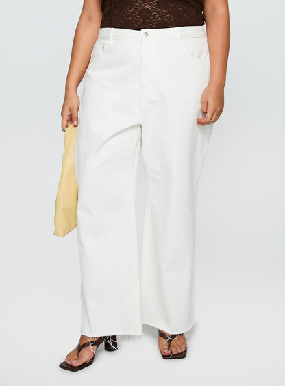 Fawcett High Rise Straight Leg Jeans White Curve