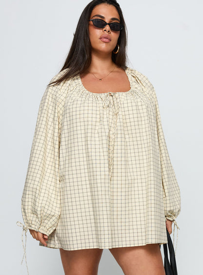 Preacher Playsuit White Check Curve