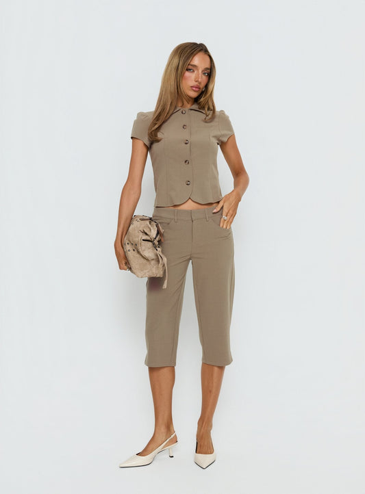 Tunian Capri Tailored Pants Taupe