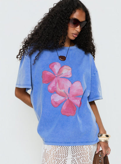 Watercolour Daydream Oversized Graphic Tee Washed Blue