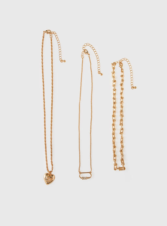 Double Date Layered Necklace Gold