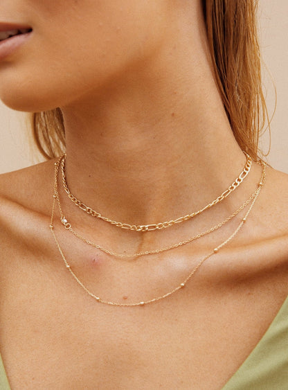 Elkie Dainty Necklace Set Gold