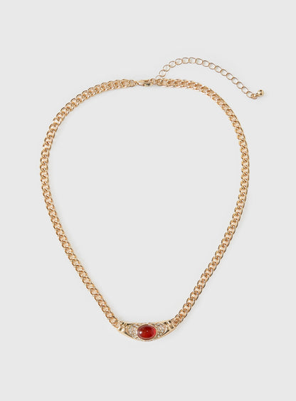 No Place Like Home Necklace Gold / Red