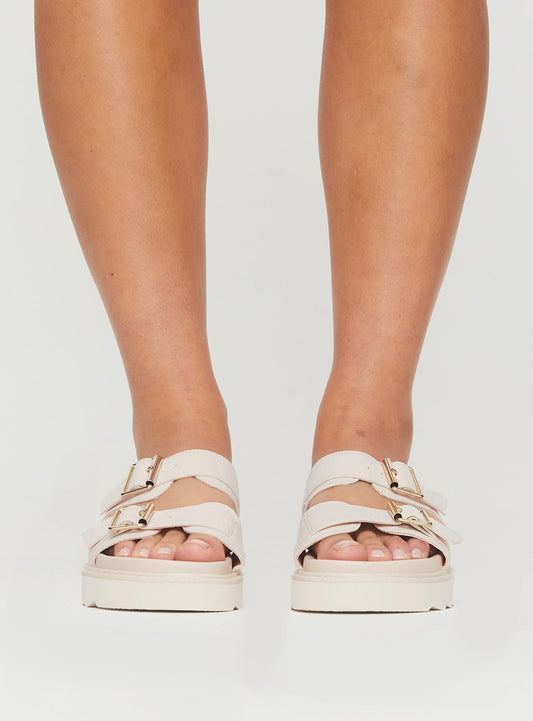 Ma Belle Sandals Cream Faux Suede