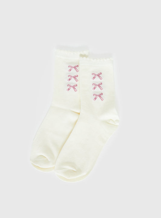 Teen Spirit Bow Socks White / Pink