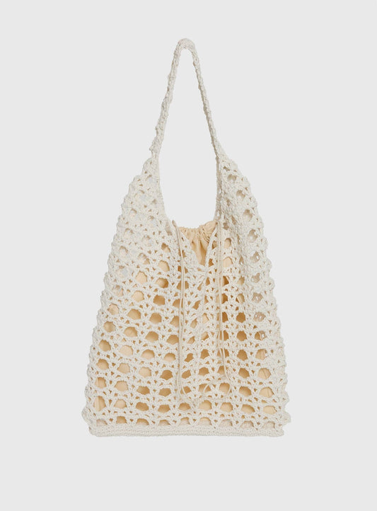 Annalissa Crochet Tote Bag White