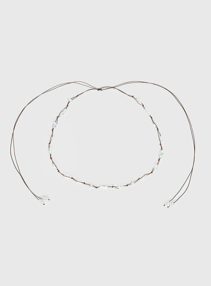 Delle Pearl Detail Wrap Belt Brown