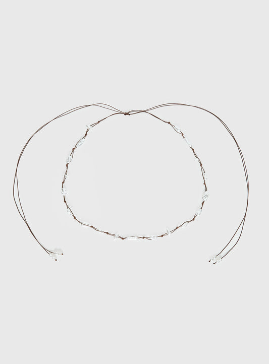 Delle Pearl Detail Wrap Belt Brown