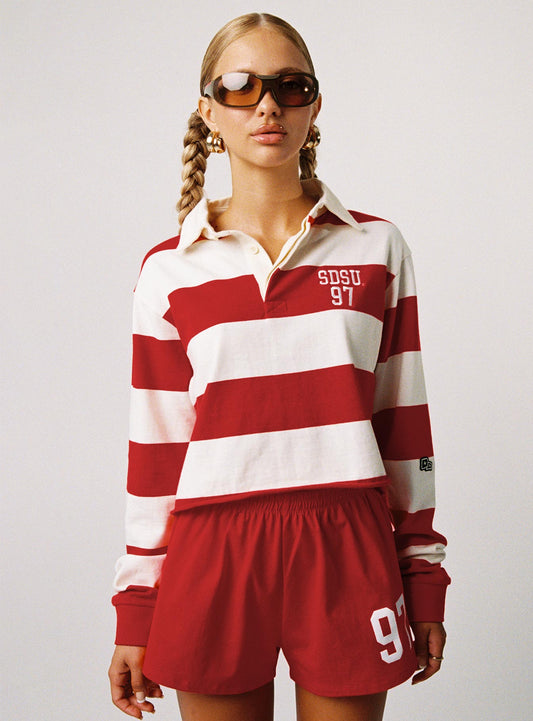 SDSU Rugby Polo Red / White
