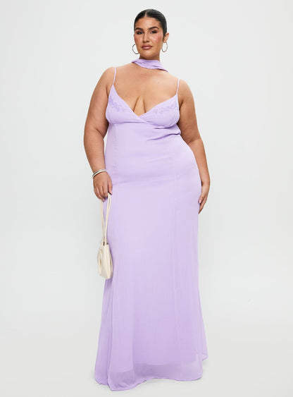 Jadira Scarf Maxi Dress Purple Curve