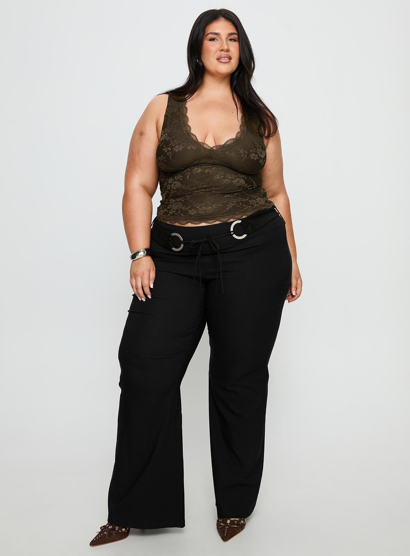 Twinflame Low Rise Hardware Pants Black Curve