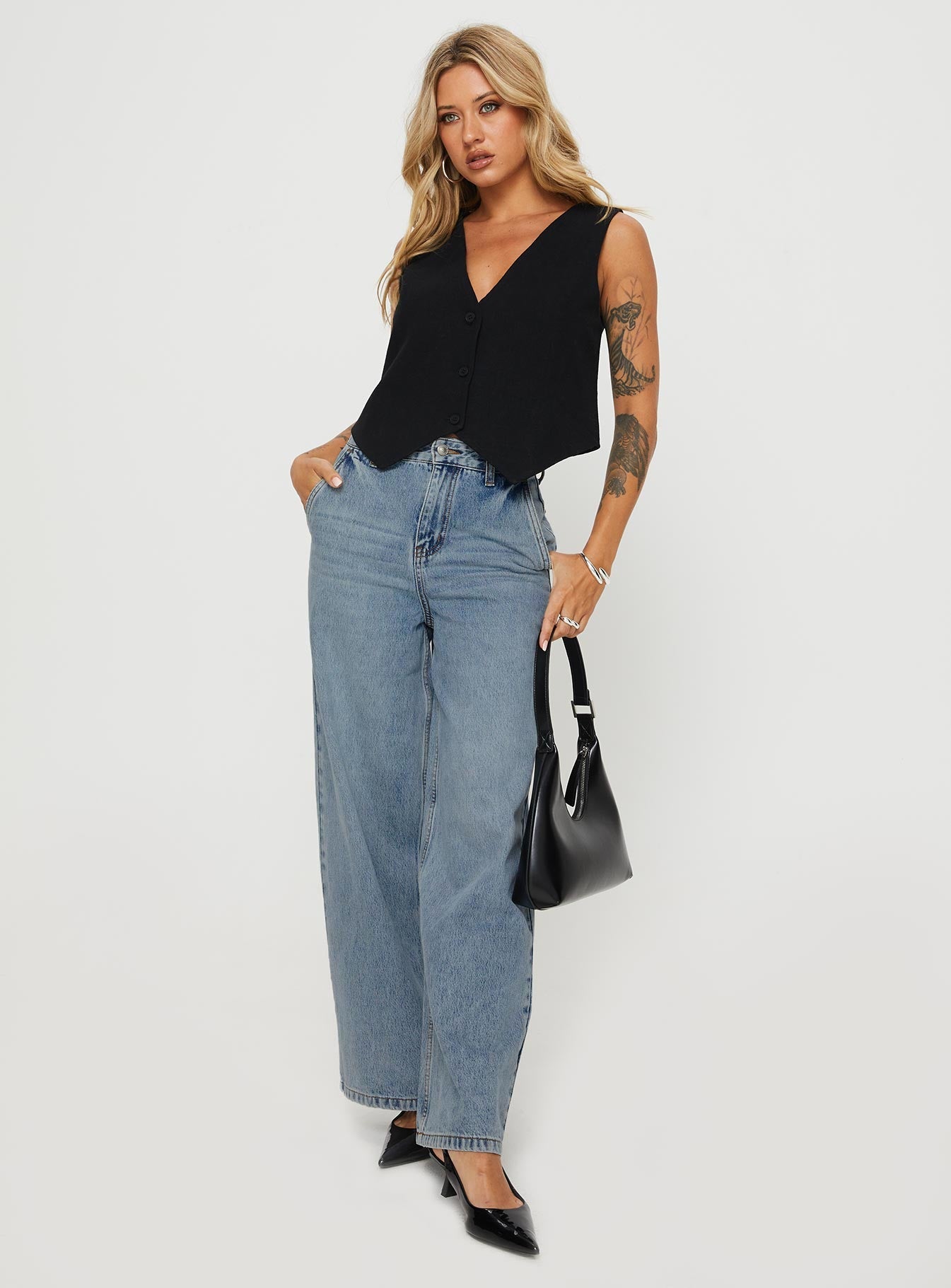 Jewelz High Rise Wide Leg Jeans Light Wash