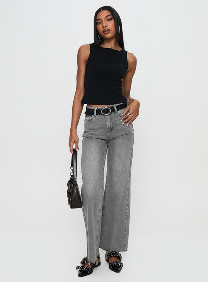Henesey High Rise Straight Leg Jeans Washed Grey