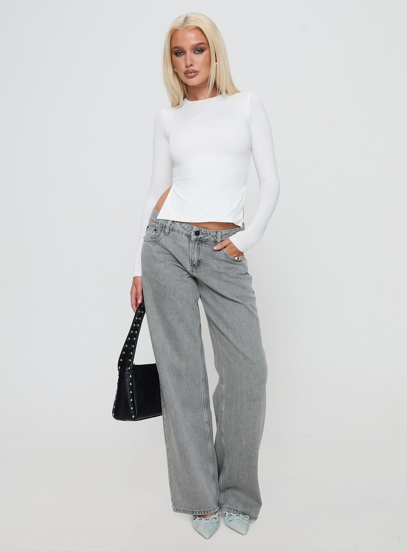 Ellanor Low Rise Straight Leg Jean Washed Grey