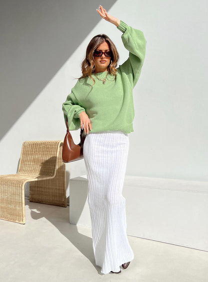 Harmony Balloon Sleeve Knit Sweater Sage
