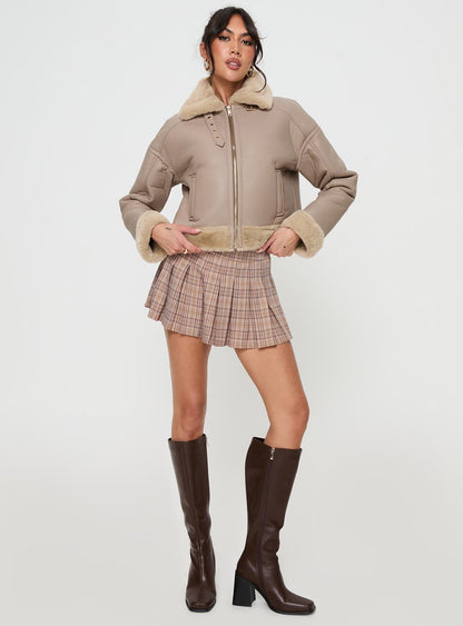 Henessy Faux Leather Jacket Beige