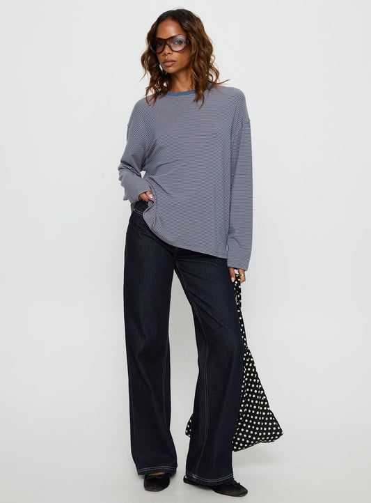 Marlah Long Sleeve Top Blue Stripe