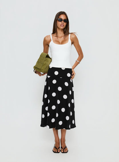 Picture It Midi Skirt Black Polka Dot