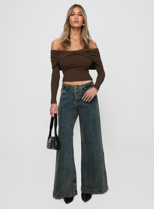 Ziggie Low Rise Baggy Jeans Antique Wash
