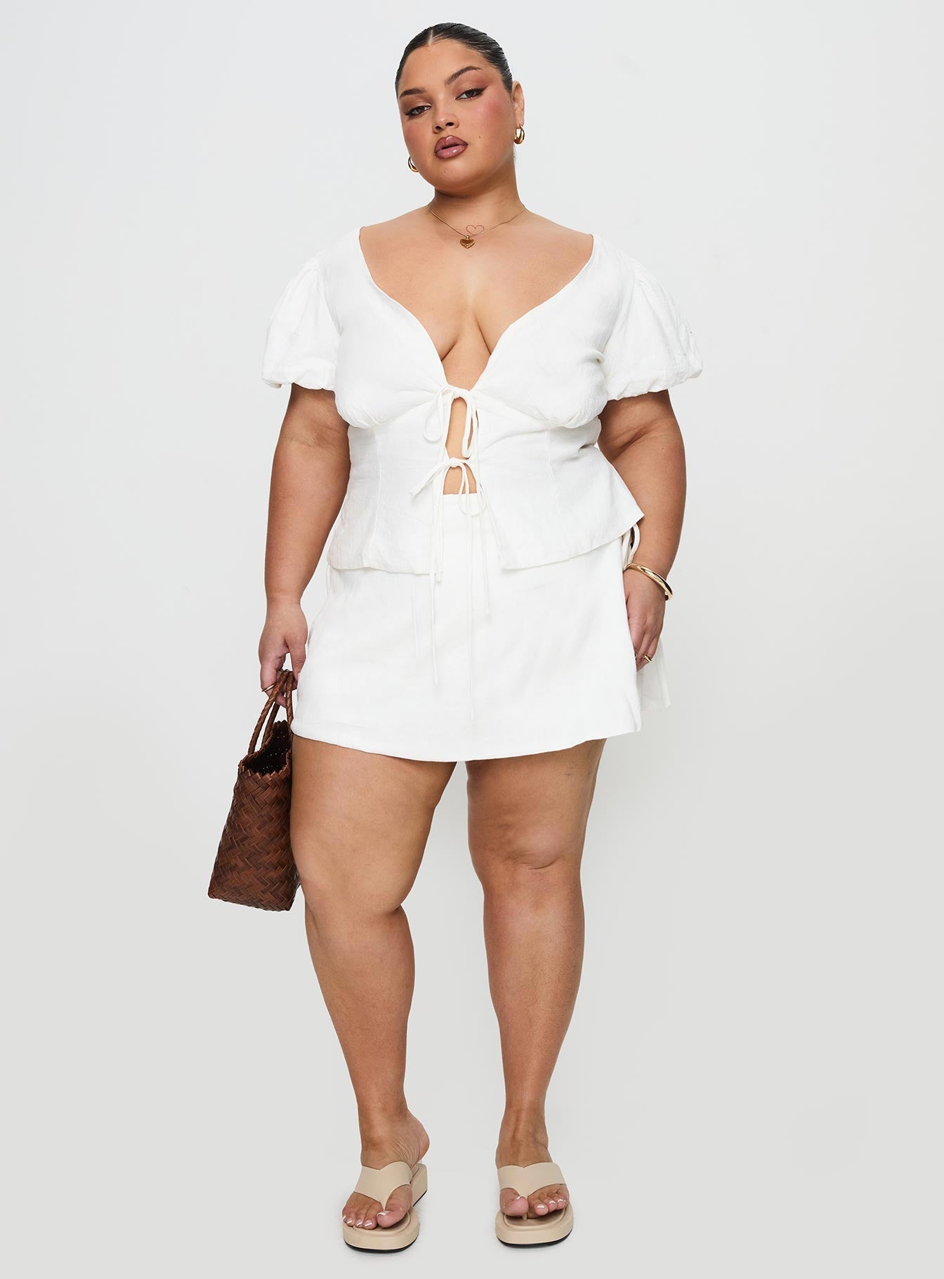 Wilhelmina Blouse Top White Curve