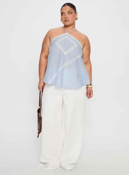 Jezabele Halter Top Blue Stripe Curve