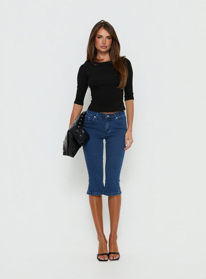 Kissimo Kick Flare Capri Pants Indigo Blue