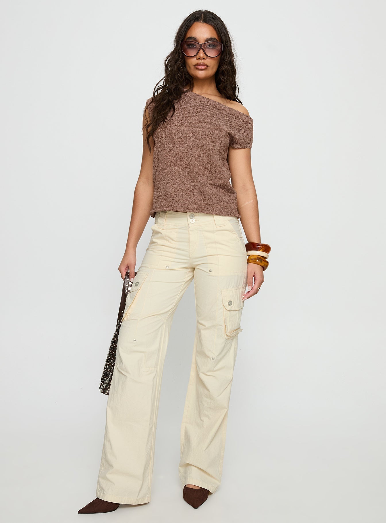 Ashfield Off Shoulder Top Brown