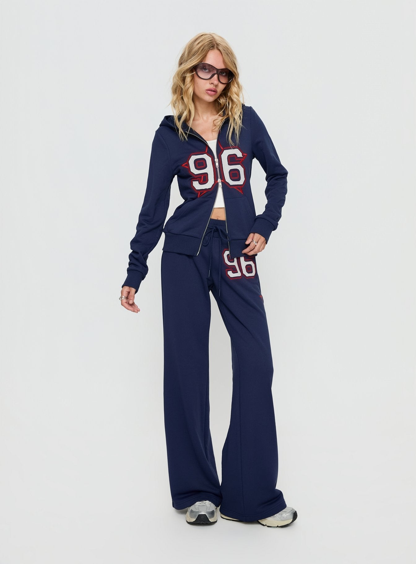 Kari Distressed Zip Through Top Navy Multi