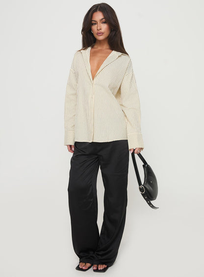 Mallin Shirt Cream/Brown Stripe