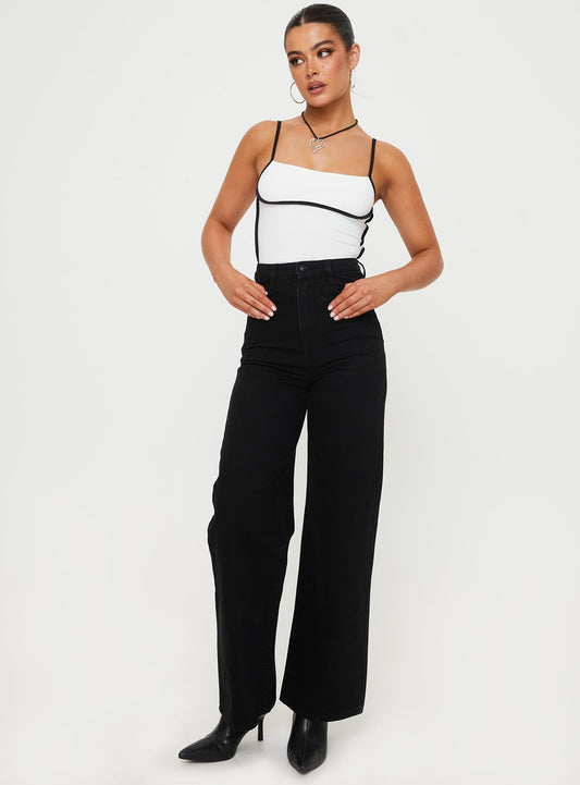 Nicolo High Rise Straight Leg Jeans Black