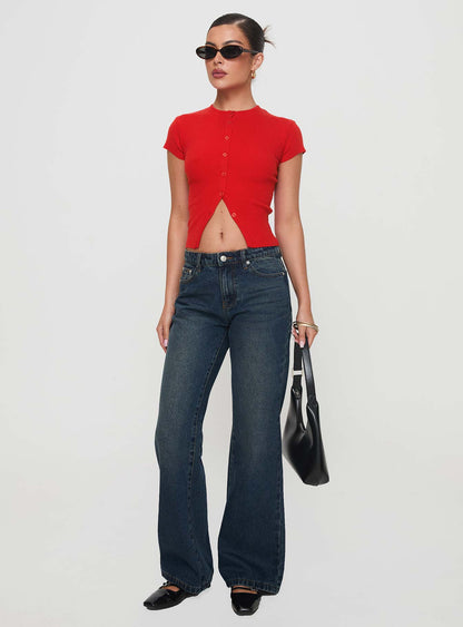 Cybele Mid Rise Straight Leg Jeans Dark Denim