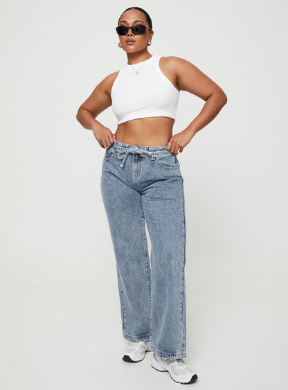 Pemberton High Rise Straight Leg Jeans Mid Wash Denim