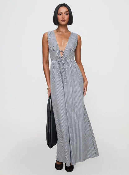 Pokey Maxi Dress Black / White Stripe