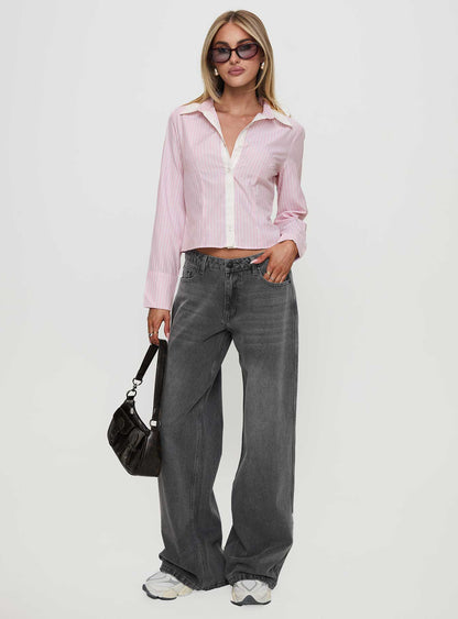 Lyndel Long Sleeve Top Pink Stripe