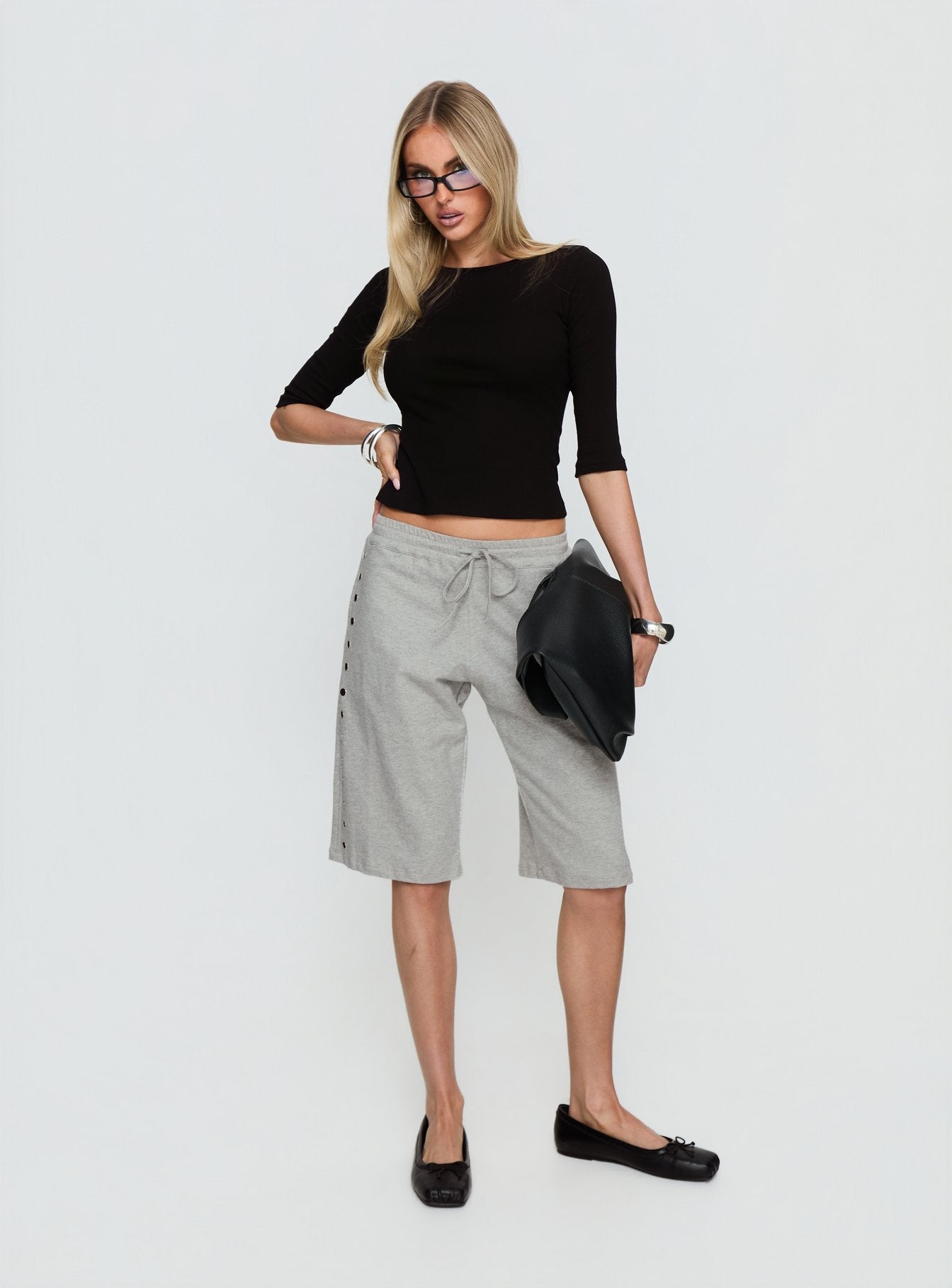 Kether Longline Basketball Studs Short Grey Marle
