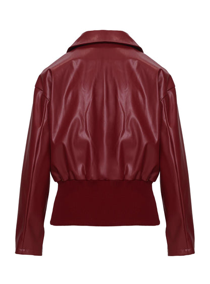 Radio On Blast Faux Leather Bomber Jacket Red