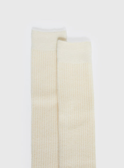 Roxee Knee High Ribbed Socks Cream