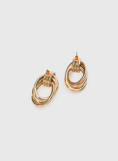 Big Star Linked Earrings Gold