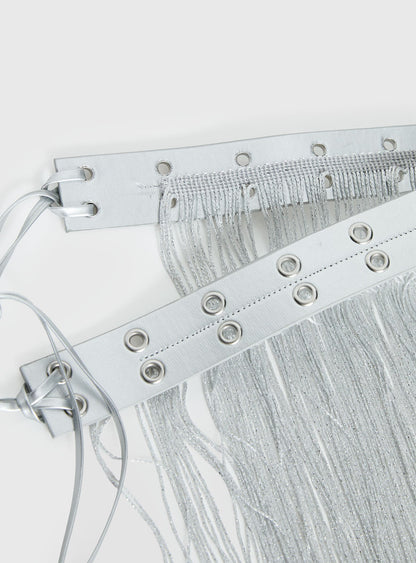 Artemas Studded Tassel Belt Silver